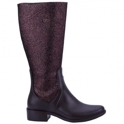 Bota Montaria Infantil Feminina com Glitter Lolita Kids WorldColors - Cafe