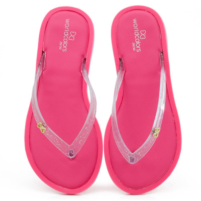 Chinelo Infantil Feminino Acolchoado Sol Kids WorldColors - Pink Barbie/gliter Furtacor
