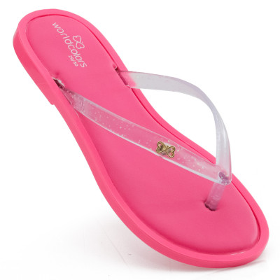 Chinelo Infantil Feminino Acolchoado Sol Kids WorldColors - Pink Barbie/gliter Furtacor