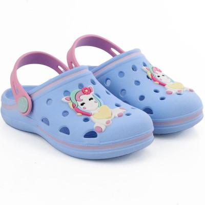 Babuche Infantil Feminino WorldColors Pop Baby - Azul Acqua/rosa Bale