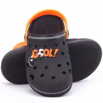 Babuche Infantil Masculino Copa do Mundo Wboys Pop Kids - Preto/Laranja