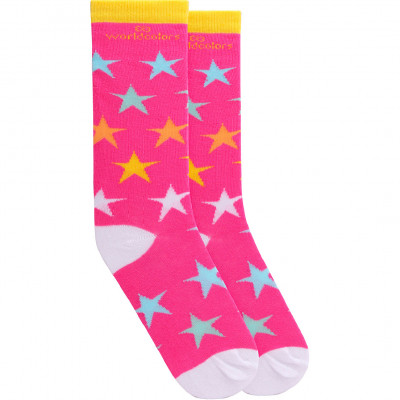 Kit Bota Galocha Transparente Infantil Com Meia Divertida De Estrela WorldColors