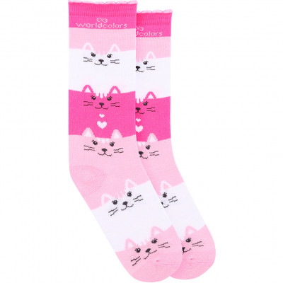 Meia Cano Longo Infantl WorldColors Kids Pink/rosa (Tam 30 a36)