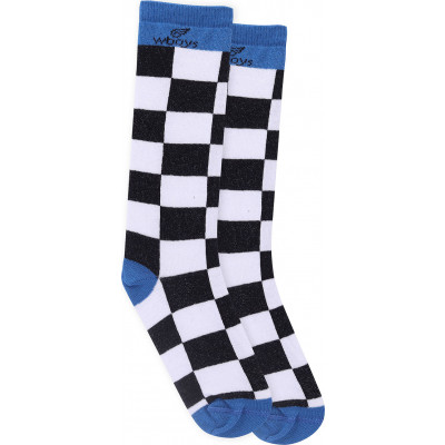 Meia Cano Longo Infantil WBoys Kids - Royal/Preto (Tam 23 a 29) Xadrez