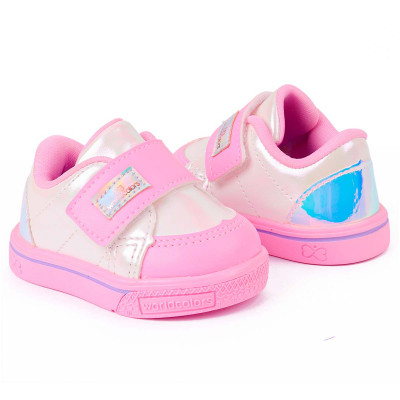 Tenis Bebê Feminino WorldColors Docinho - Branco/ Rosa