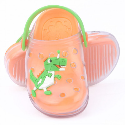 Babuche Infantil Wboys Pop Clear Baby - Transparente/Laranja/Verde Folha