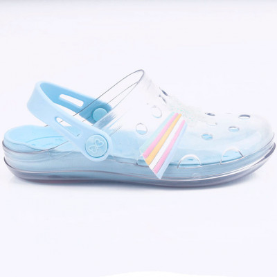 Babuche Infantil WorldColors Pop Clear Kids - Transparente/Azul Acqua 