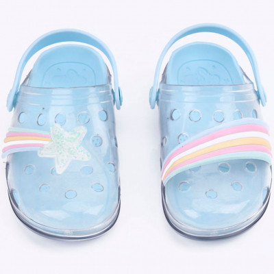 Babuche Infantil WorldColors Pop Clear Kids - Transparente/Azul Acqua 