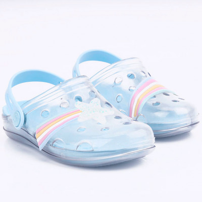 Babuche Infantil WorldColors Pop Clear Kids - Transparente/Azul Acqua 