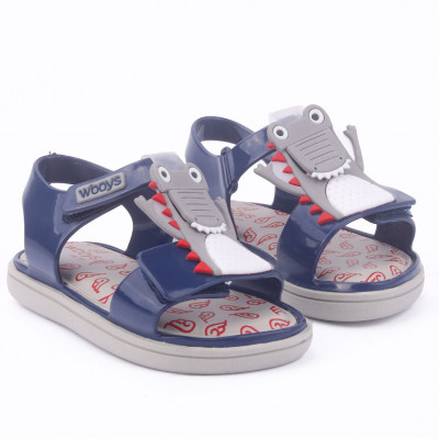 Sandália Papete Wboys Free Baby - Marinho/Cinza/Vermelho