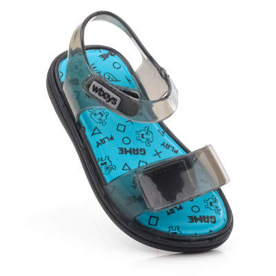 Mini Colors Sandalia Free Wboys - Preto Translucido/verde Mare