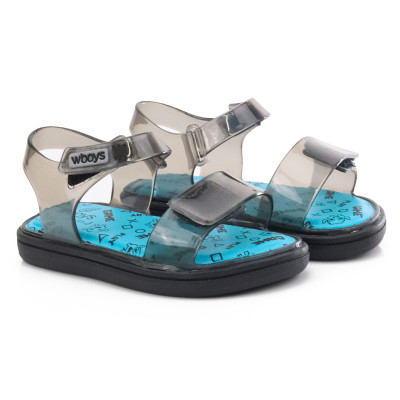 Mini Colors Sandalia Free Wboys - Preto Translucido/verde Mare - 5