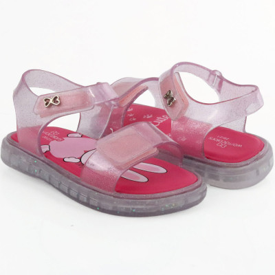 Sandália Papete Infantil Lolipop LED WorldColors Baby - Rosa Gliter