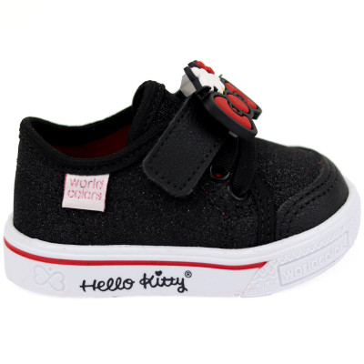 Tênis Infantil Feminino Hello Kitty by WorldColors - Preto Gliter