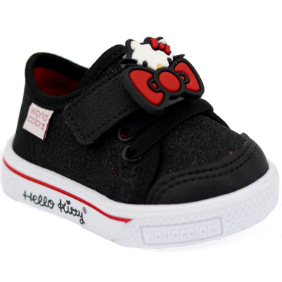 Tênis Infantil Feminino Hello Kitty by WorldColors - Preto Gliter