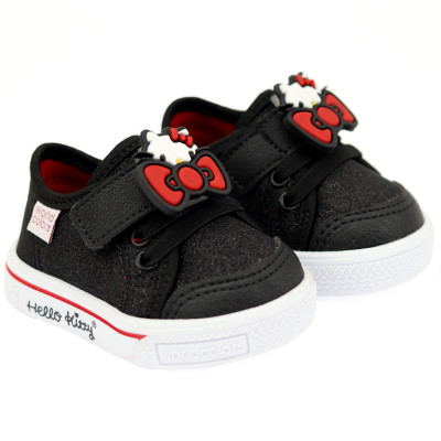 Tênis Infantil Feminino Hello Kitty by WorldColors - Preto Gliter
