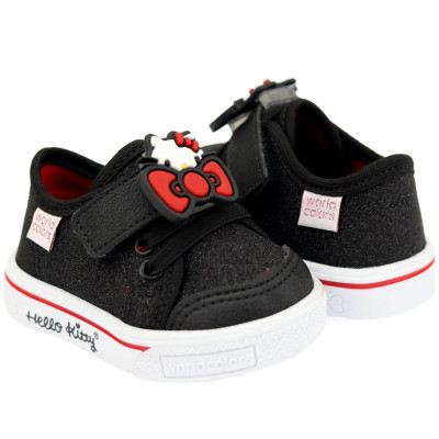 Tênis Infantil Feminino Hello Kitty by WorldColors - Preto Gliter