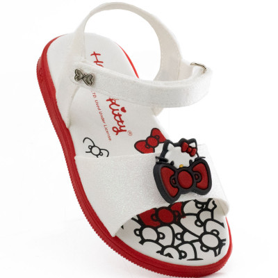 Sandália Infantil Hello Kitty baby by WorldColors - Branco/vermelho