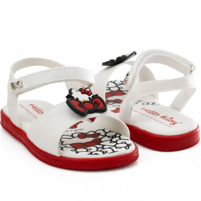 Sandália Infantil Hello Kitty baby by WorldColors - Branco/vermelho