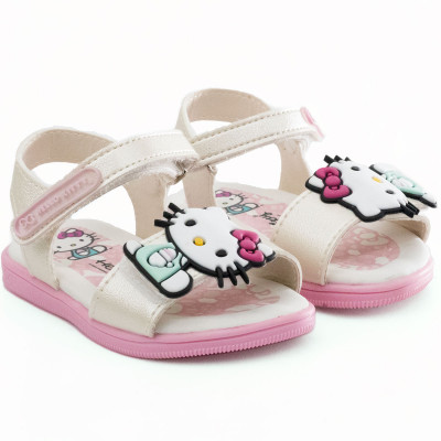 Sandália Infantil Hello Kitty baby by WorldColors - Off White/rosa