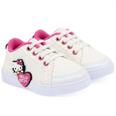 Tênis Infantil Feminino Hello Kitty by WorldColors - Branco/Pink