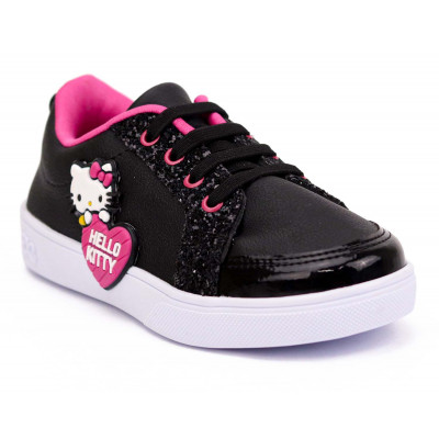 Tênis Infantil Feminino Hello Kitty by WorldColors - Preto Gliter