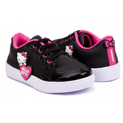 Tênis Infantil Feminino Hello Kitty by WorldColors - Preto Gliter