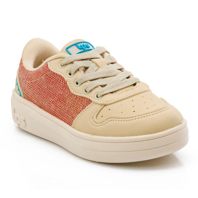 Tênis Feminino Casual WorldColors Lps Shine - Off White/papaya