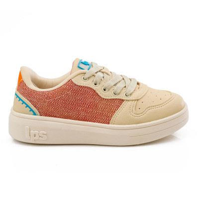 Tênis Feminino Casual WorldColors Lps Shine - Off White/papaya