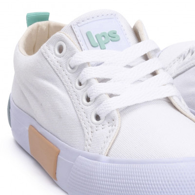 Tênis Feminino Casual De Lona LPS Fashion - Branco/verde Cha