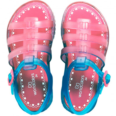 Sandália Infantil WorldColors Lilly Baby - Azul Royal/Pink