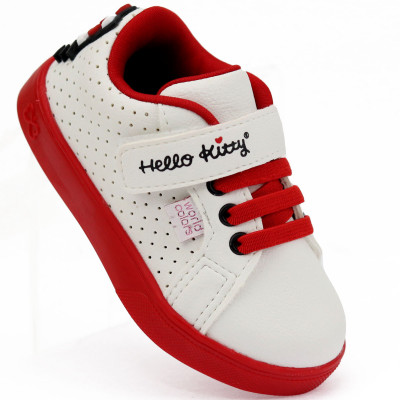 Tênis Infantil Feminino Hello Kitty by WorldColors - Preto/Branco/Vermelho