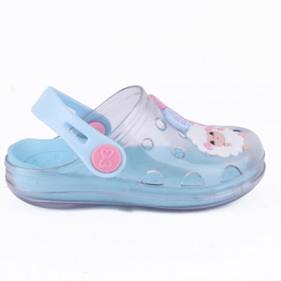Babuche Infantil Feminino WorldColors Pop Clear Baby - Transparente/Azul Acqua