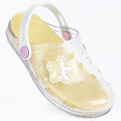 Babuche Infantil Feminino WorldColors Pop Clear Baby - Gliter Furtacor/Verde Cha