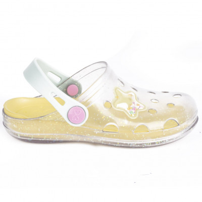 Babuche Infantil Feminino WorldColors Pop Clear Baby - Gliter Furtacor/Verde Cha