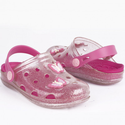 Babuche Infantil Feminino WorldColors Pop Clear Baby - Rosa Gliter/Pink New