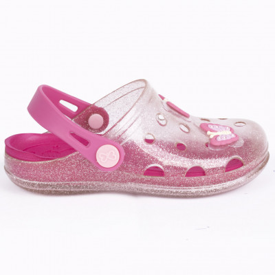 Babuche Infantil Feminino WorldColors Pop Clear Baby - Rosa Gliter/Pink New