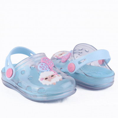 Babuche Infantil Feminino WorldColors Pop Clear Baby - Transparente/Azul Acqua