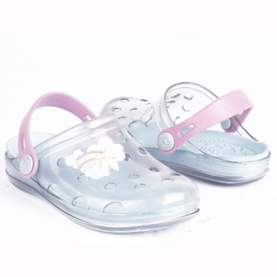 Babuche Infantil Feminino WorldColors Pop Clear Baby - Transparente/Rosa Bale