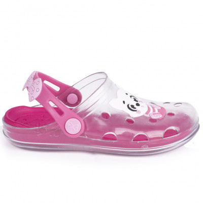 Babuche Infantil Feminino WorldColors Pop Clear Kids - Transparente/Pink New