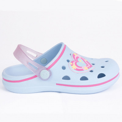 Babuche Infantil Feminino WorldColors Pop Kids - Azul Acqua/Rosa Gliter