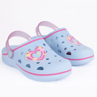 Babuche Infantil Feminino WorldColors Pop Kids - Azul Acqua/Rosa Gliter