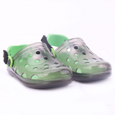 Babuche Infantil Wboys Pop Clear Fun Baby - Preto Translucido/Verde Folha