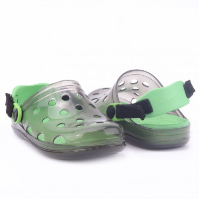 Babuche Infantil Wboys Pop Clear Fun Baby - Preto Translucido/Verde Folha