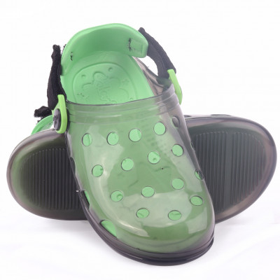 Babuche Infantil Wboys Pop Clear Fun Baby - Preto Translucido/Verde Folha