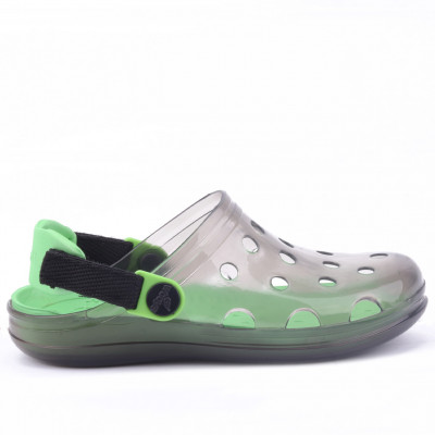 Babuche Infantil Wboys Pop Clear Fun Baby - Preto Translucido/Verde Folha