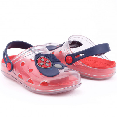 Babuche Infantil Wboys Pop Clear Kids - Transparente/Marinho/Vermelho