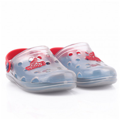Babuche Infantil Wboys Pop Clear Kids - Transparente/Marinho/Vermelho