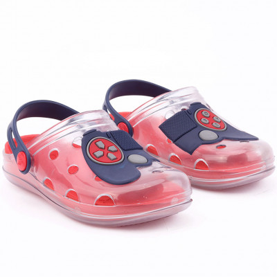 Babuche Infantil Wboys Pop Clear Kids - Transparente/Marinho/Vermelho