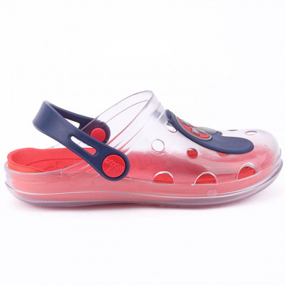 Babuche Infantil Wboys Pop Clear Kids - Transparente/Marinho/Vermelho
